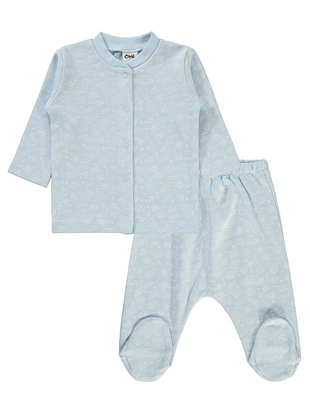 Civil Mavi Baby Erkek Bebek Pijama Takımı 1-6 Ay Mavi