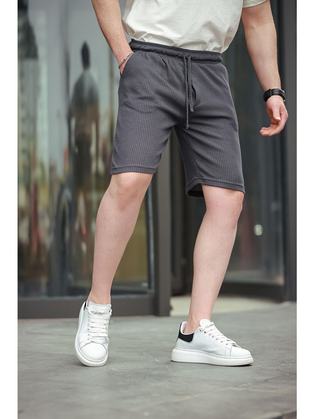 Gri Füme Basic Erkek Şort E6566