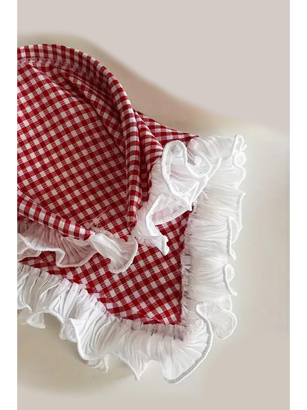 Kırmızı French Style Taçlı Üçgen Bandana-1