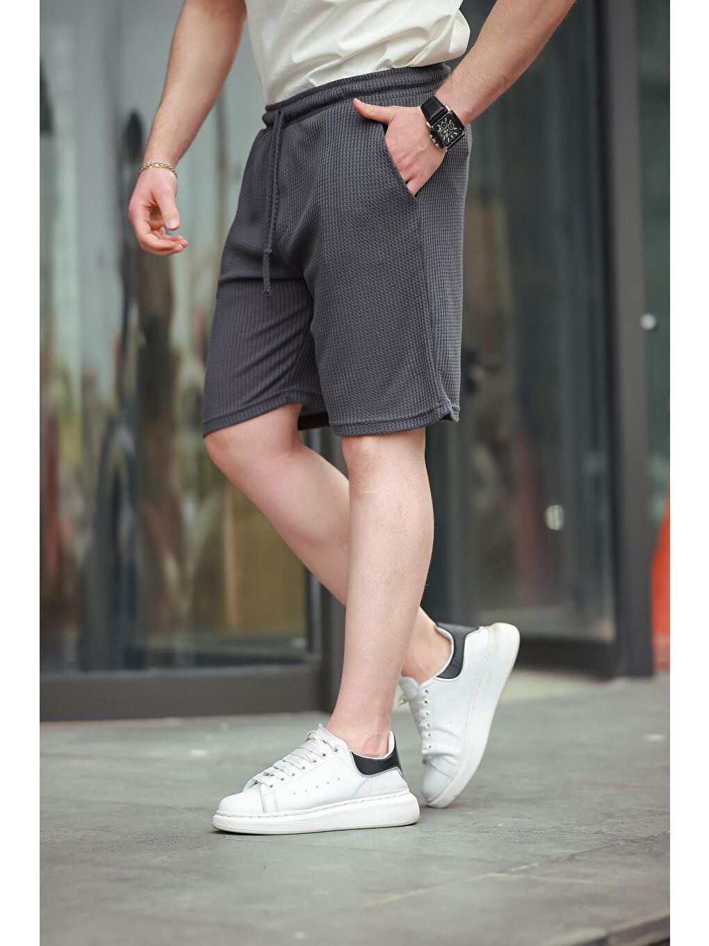Gri Füme Basic Erkek Şort E6566-1