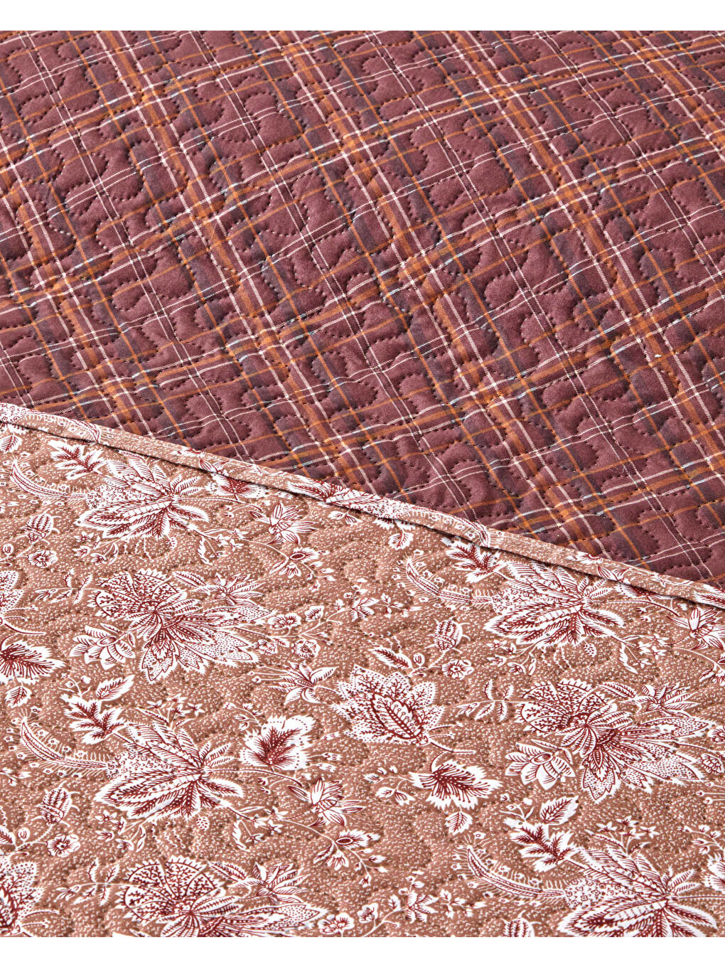 Jacobean Plaid Çift Kişilik Çok Amaçlı Örtü 200x220 cm Bordo-3