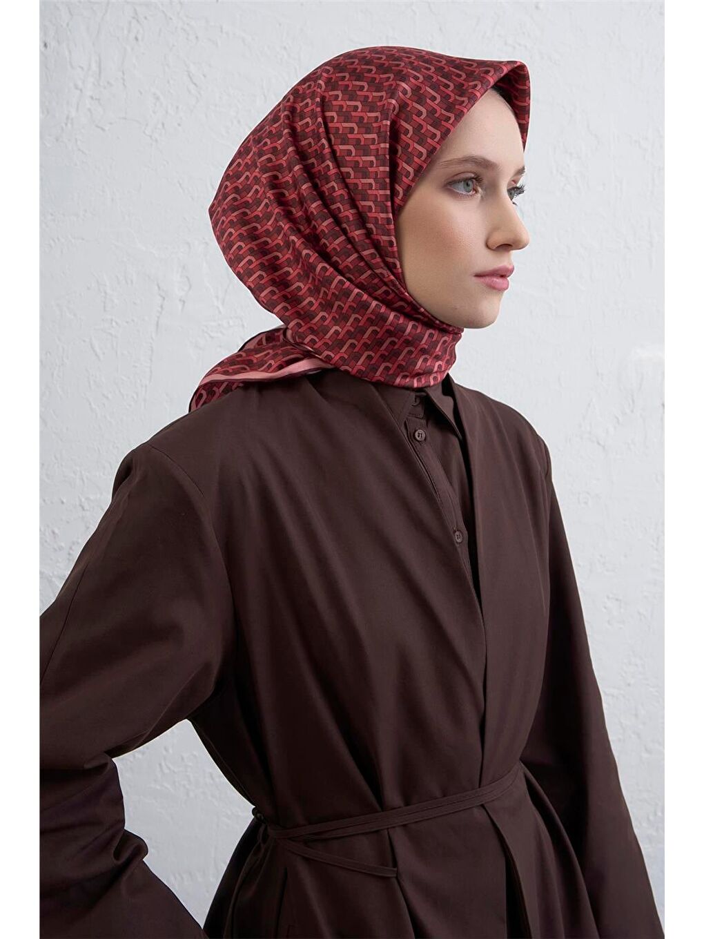 Bordo Saf İpek Sura Eşarp 9417D 35