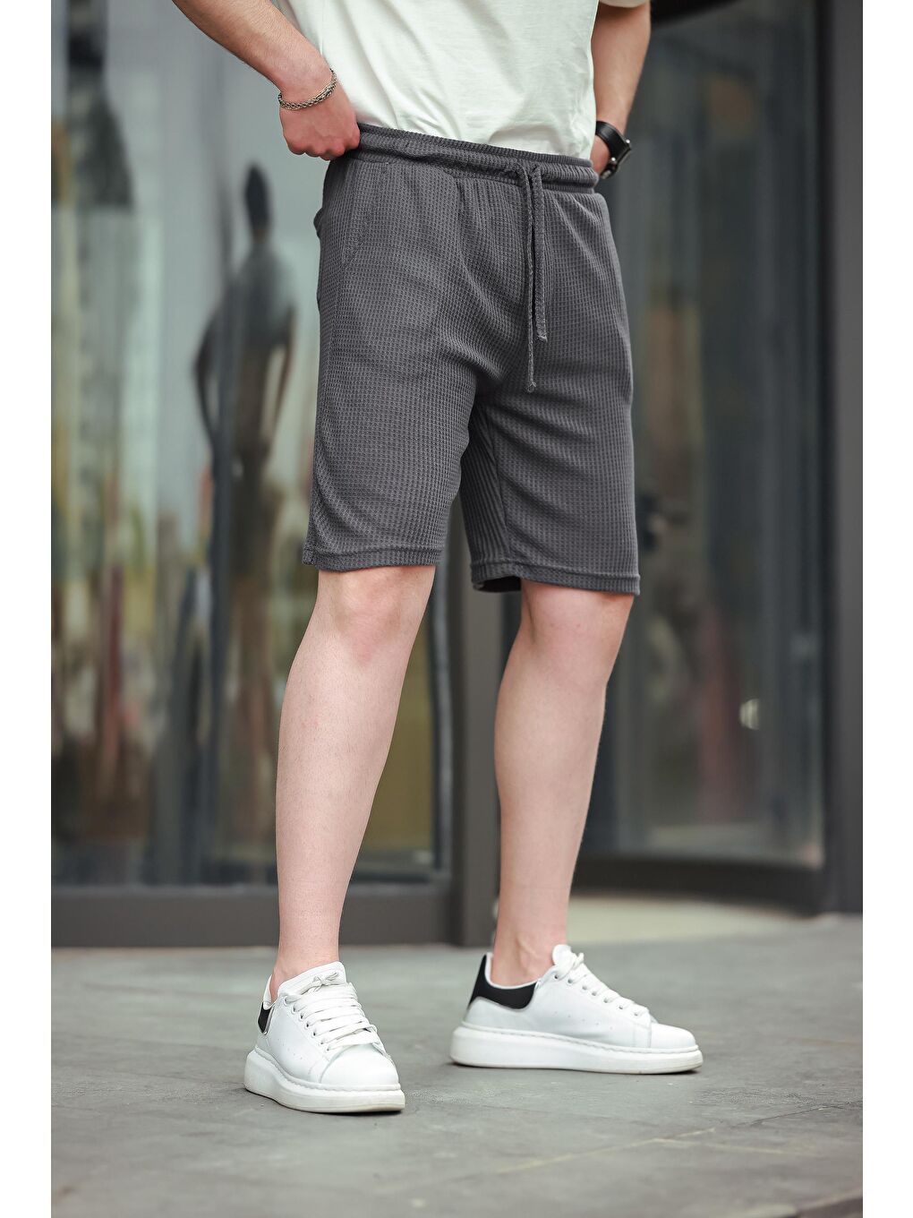 Gri Füme Basic Erkek Şort E6566-2