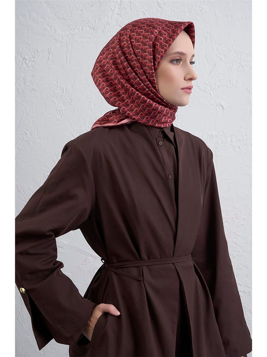 Bordo Saf İpek Sura Eşarp 9417D 35-1