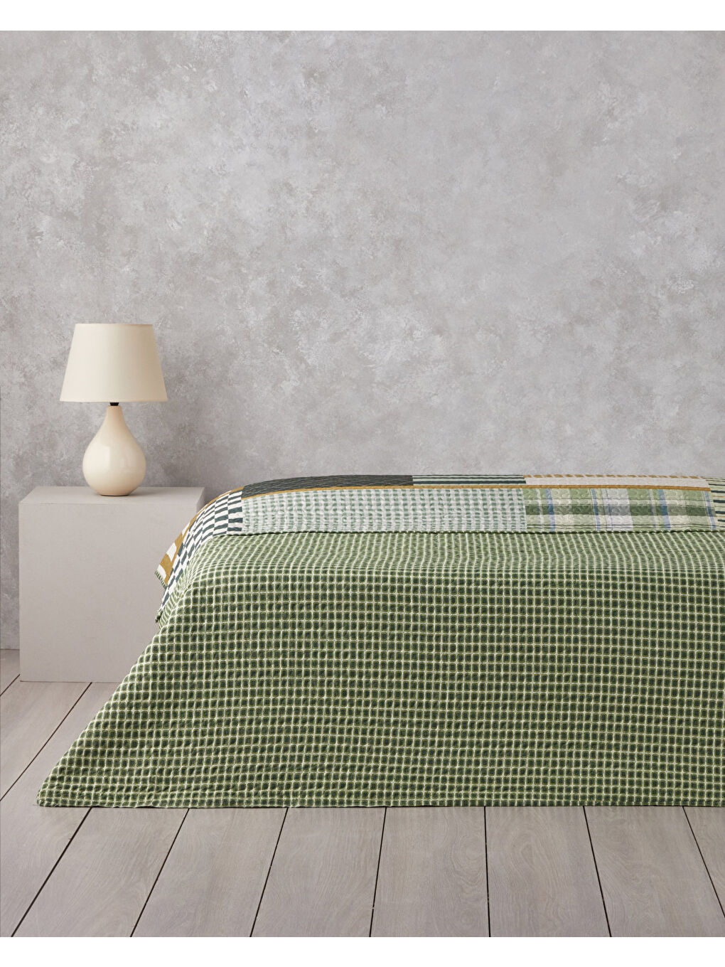 Strada Grid Çift Kişilik Çok Amaçlı Örtü 200x220 cm Yeşil-1