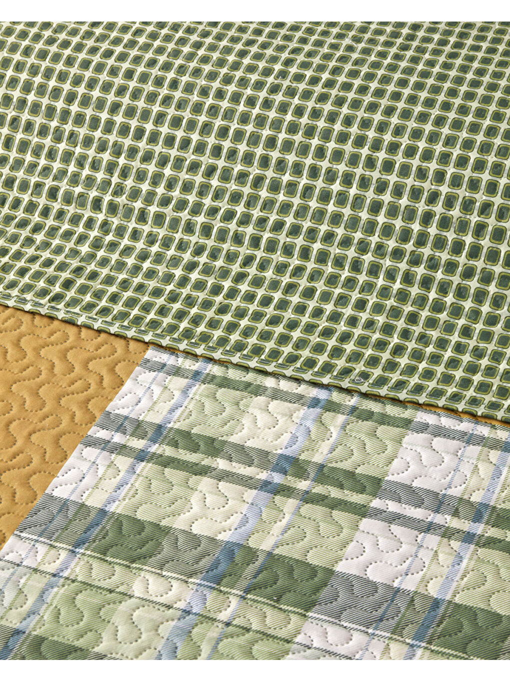 Strada Grid Çift Kişilik Çok Amaçlı Örtü 200x220 cm Yeşil-3