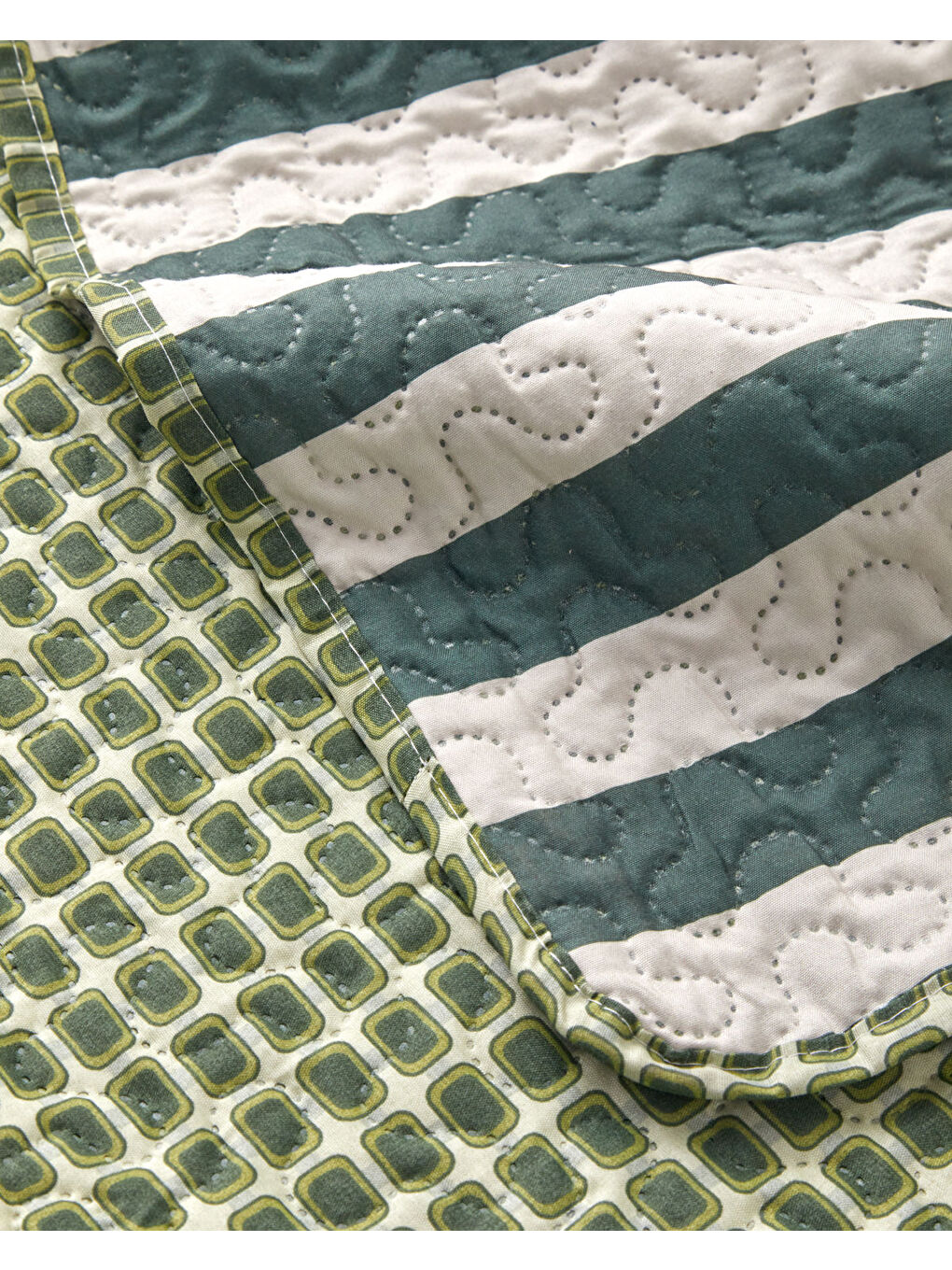 Strada Grid Çift Kişilik Çok Amaçlı Örtü 200x220 cm Yeşil-4