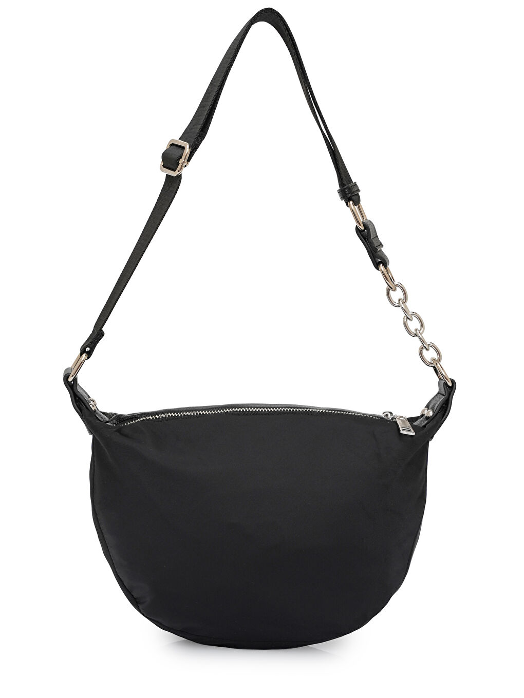 Siyah Zincir Detaylı Fermuarlı Kadın Omuz Çantası MB15-5