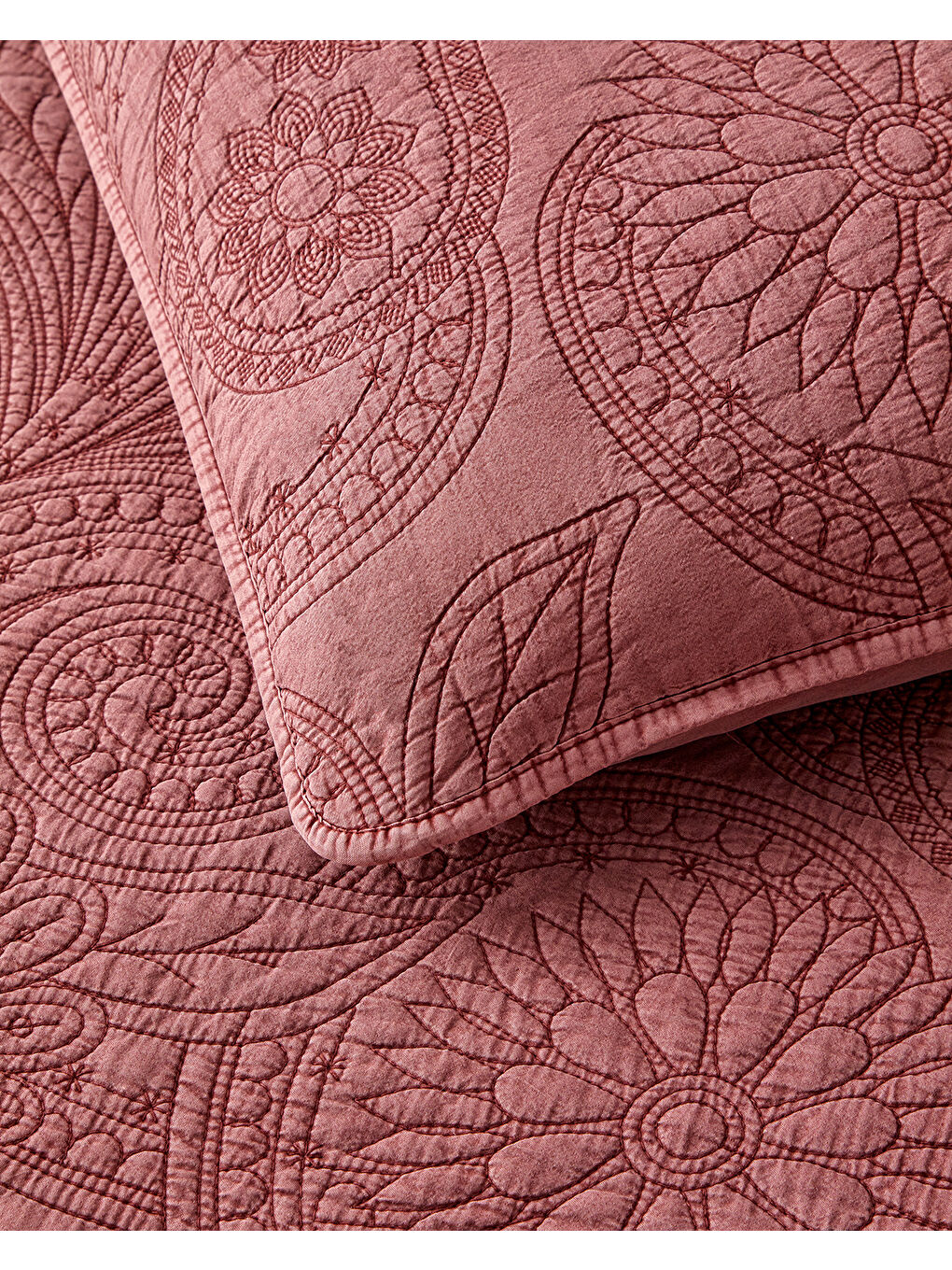 Jardin Belle Çift Kişilik Yatak Örtüsü Takımı 200x220 cm Bordo-2