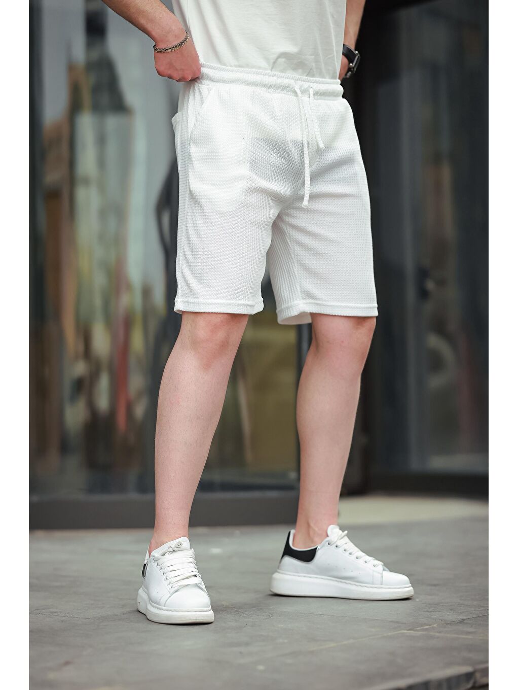 Beyaz Basic Erkek Şort E6566-1
