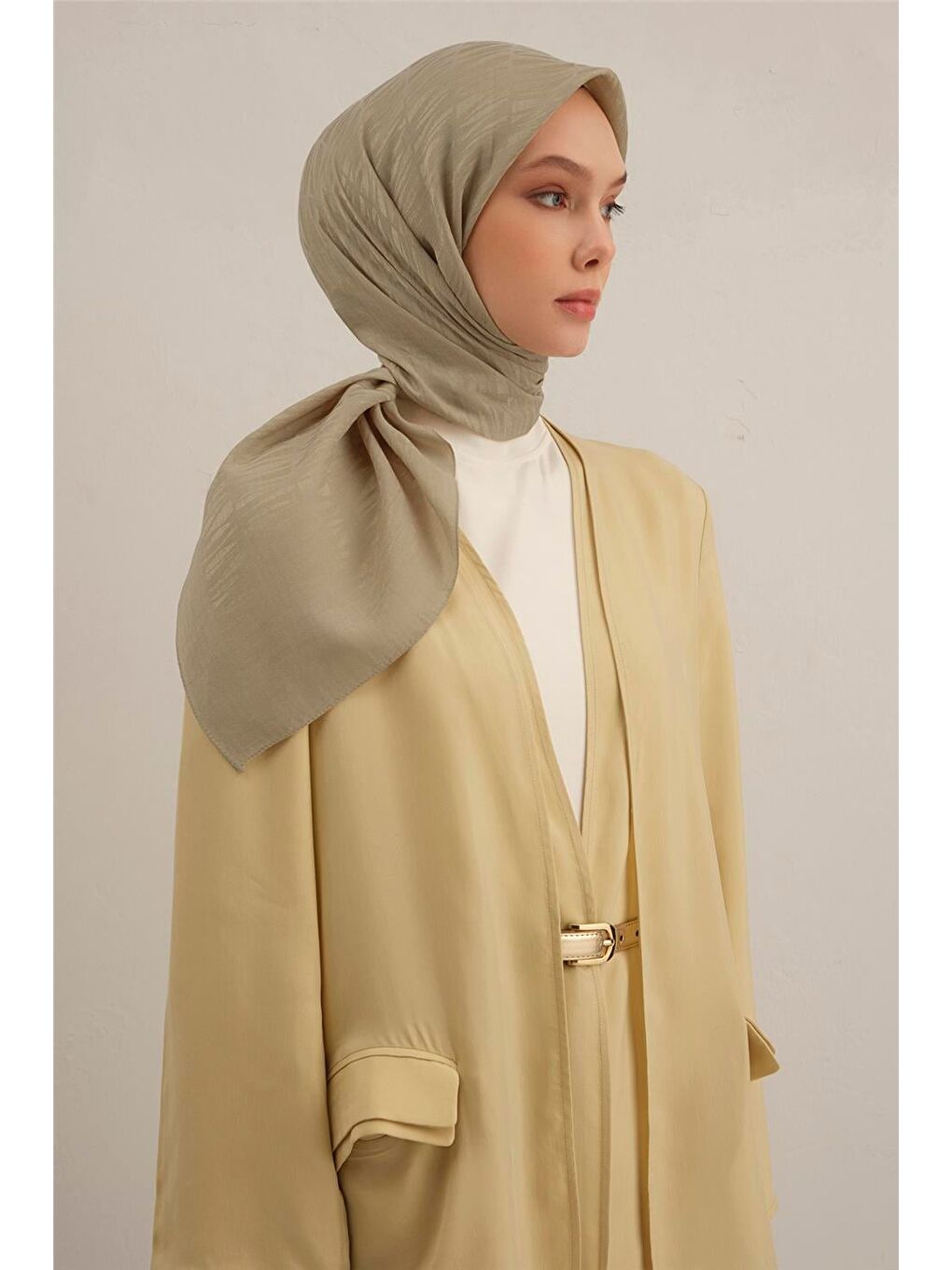 Bej Lyocell Eşarp 3- 73-1