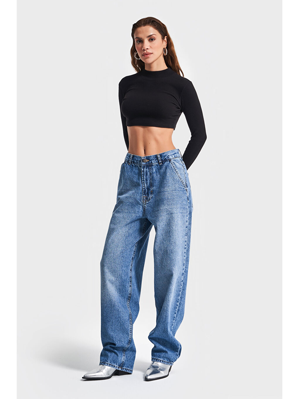 Kadın Mavi Renk Juniper 2S54 Skater Fit %100 Pamuk Denim-1