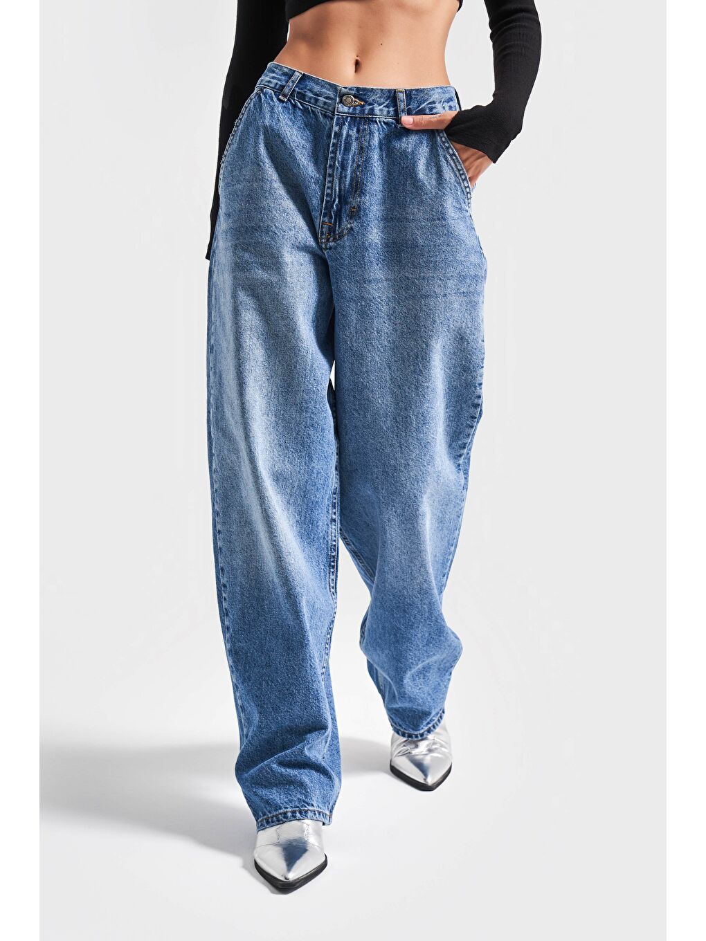 Kadın Mavi Renk Juniper 2S54 Skater Fit %100 Pamuk Denim-2