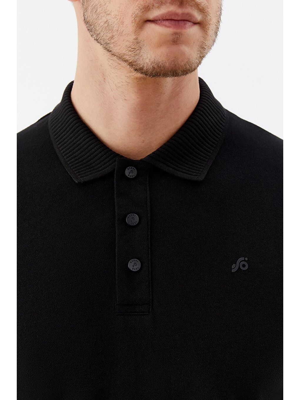 Siyah Standart Fit %100 Pamuk Polo Yaka Erkek Tişört-3