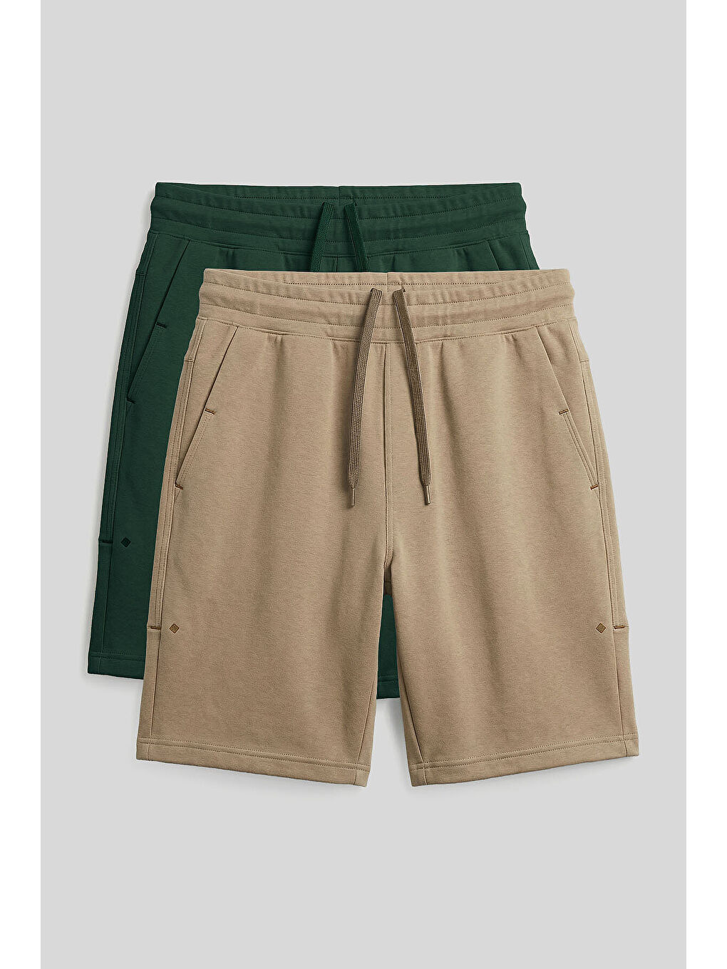Rahat Form 2li Paket Koyu Bej-Çam Yeşili Büyük Beden Erkek Şort - 81297