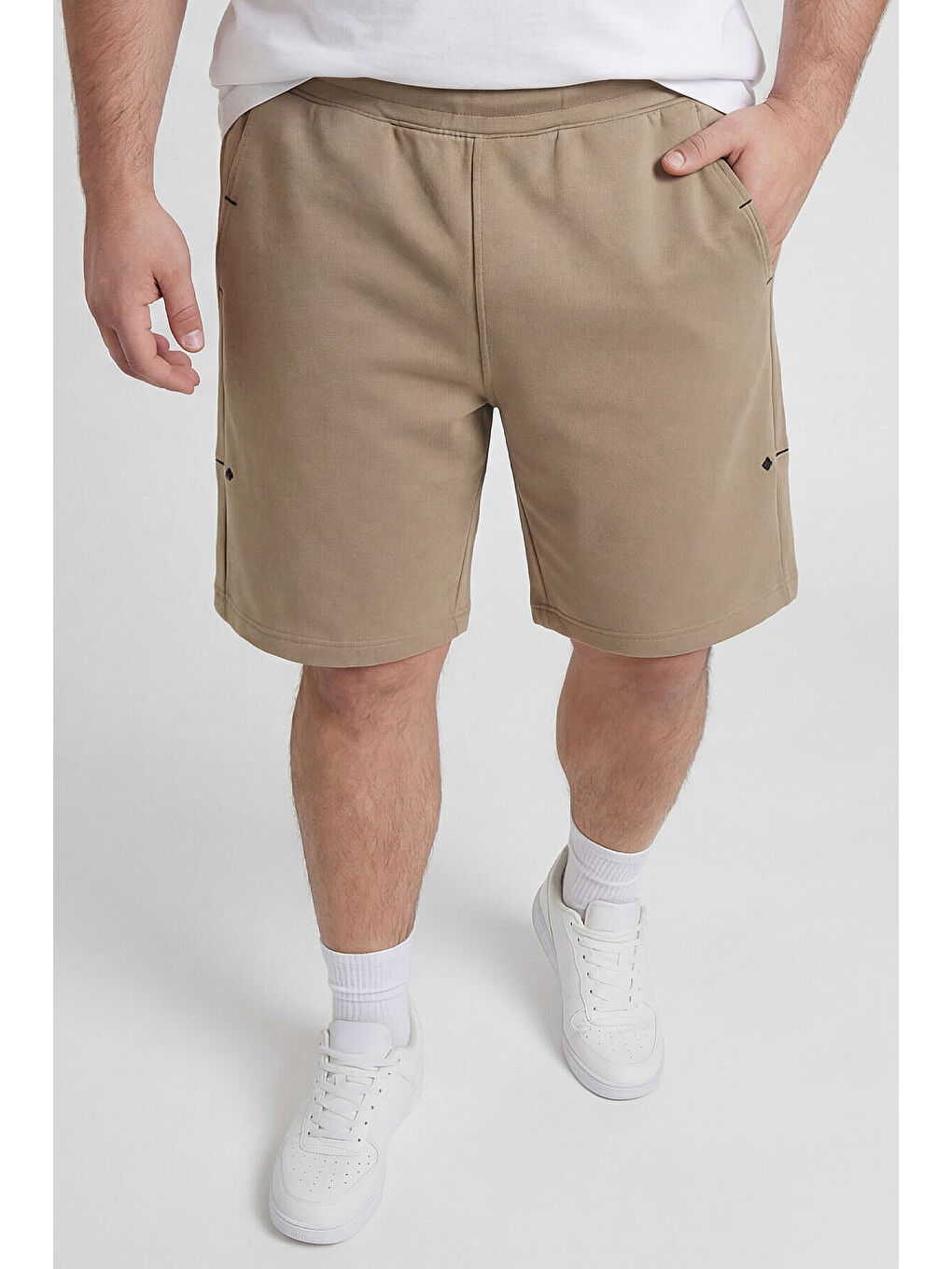 Rahat Form 2li Paket Koyu Bej-Çam Yeşili Büyük Beden Erkek Şort - 81297-2