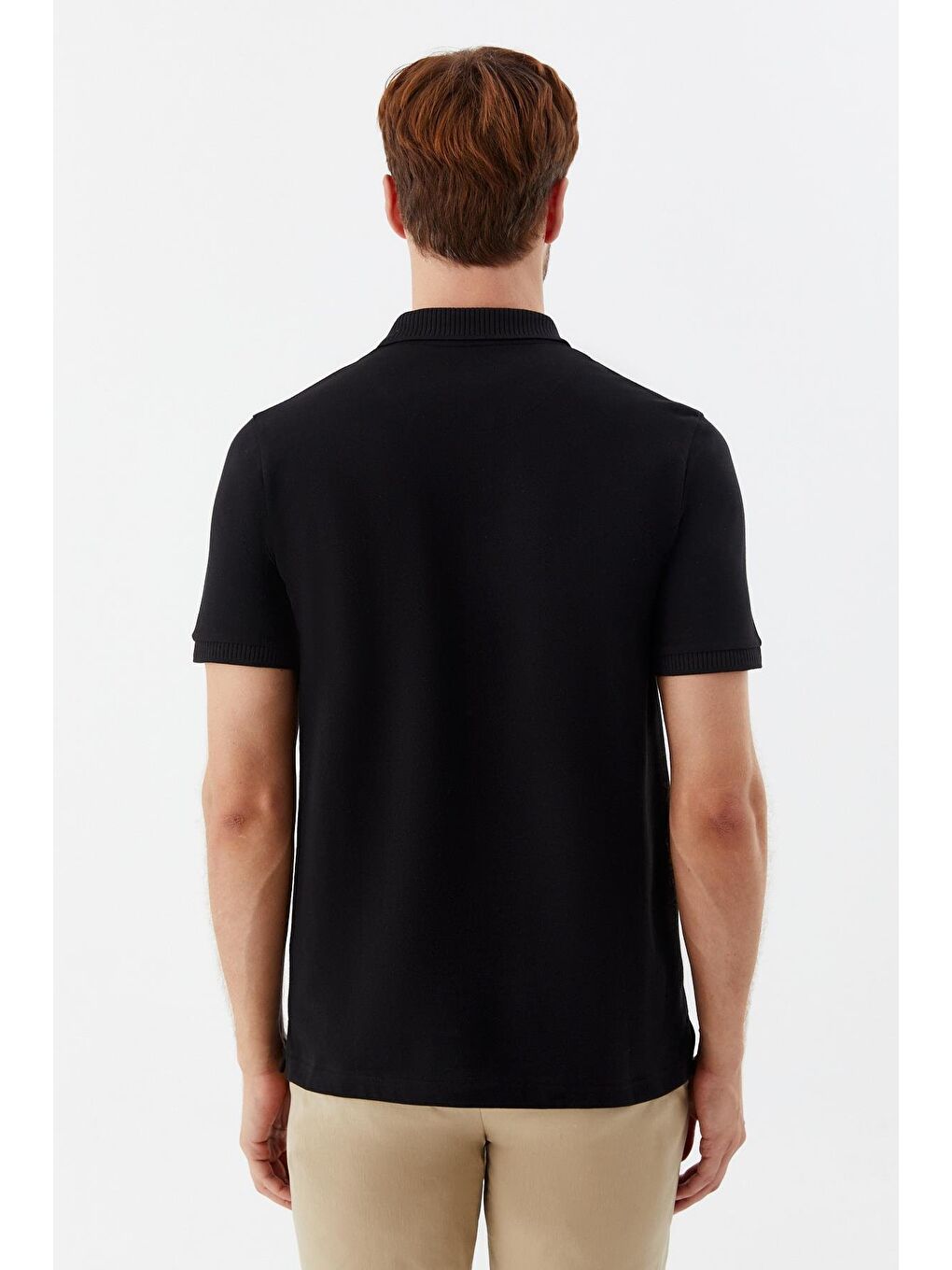 Siyah Standart Fit %100 Pamuk Polo Yaka Erkek Tişört-4
