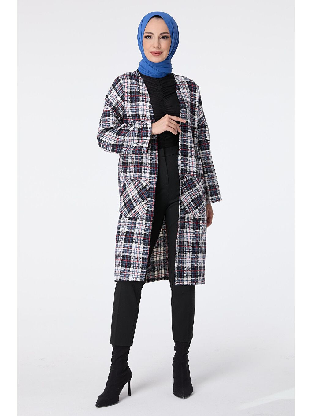 Ceket Yaka Kadın Mavi Trenç - 13037