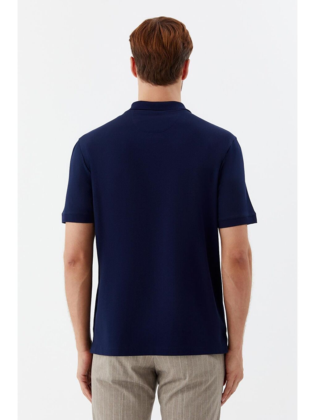 Lacivert %100 Pamuk Düğmeli Polo Yaka Erkek T-Shirt-4