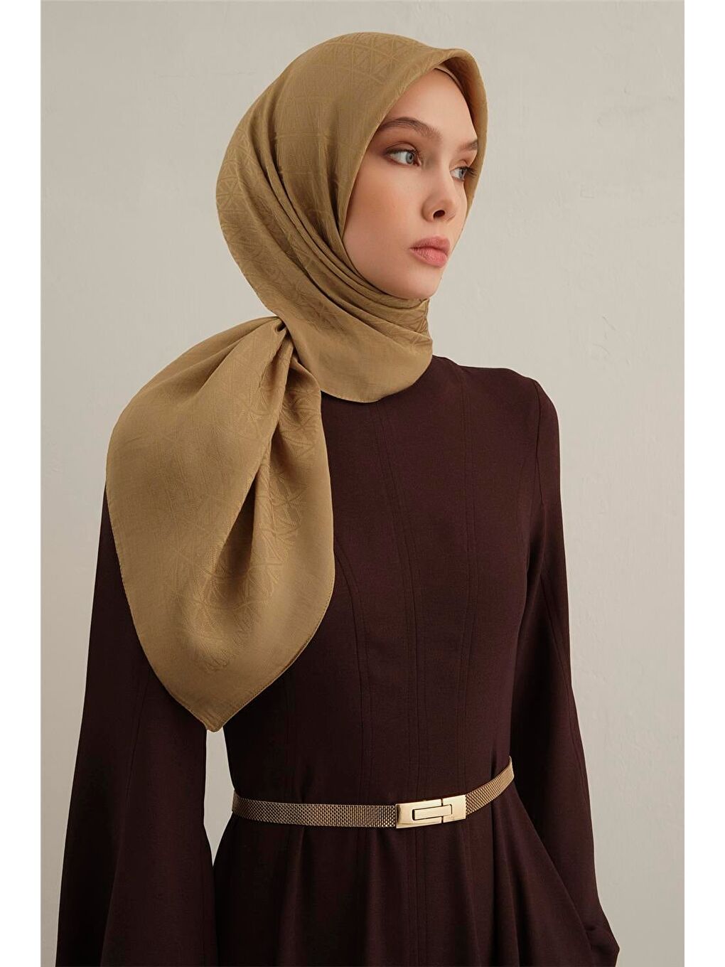 Kahverengi Lyocell Eşarp 5- 70-1