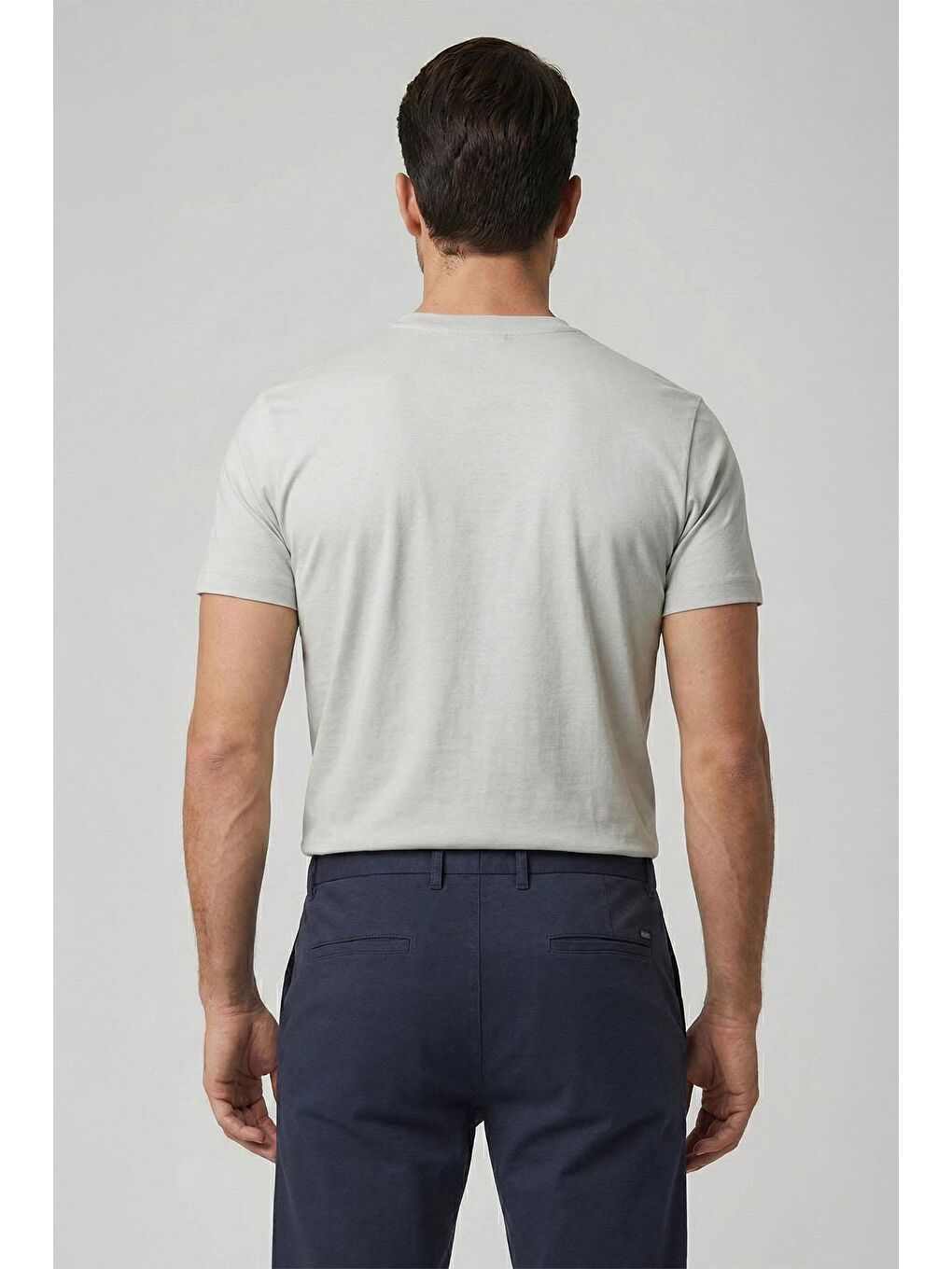 Giotelli Gri Regular Fit %100 Pamuk Bisiklet Yaka Erkek Tişört-1