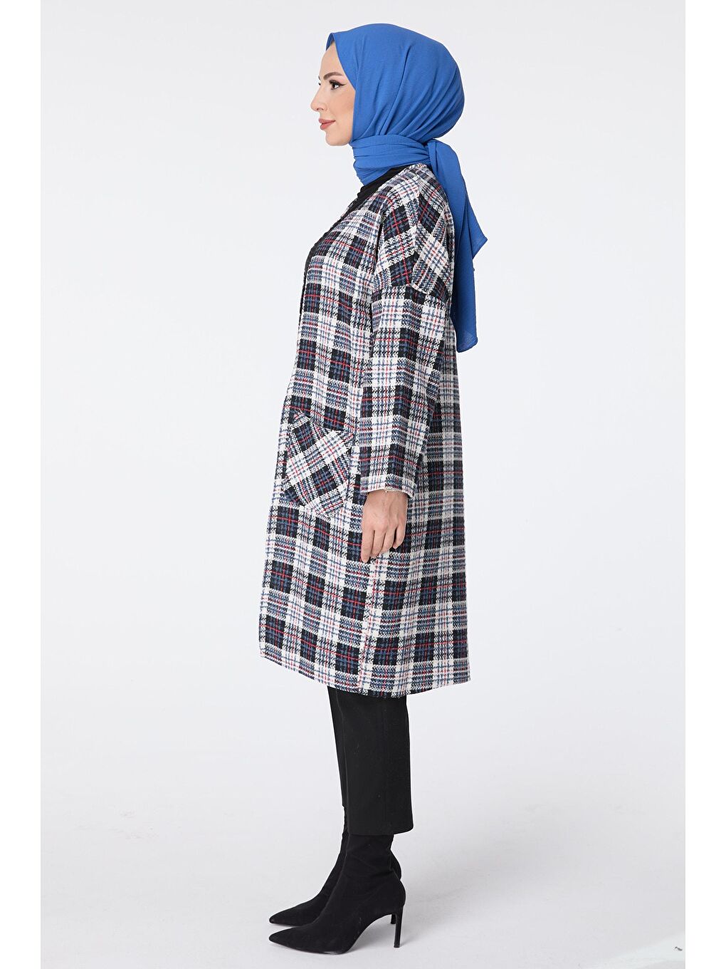 Ceket Yaka Kadın Mavi Trenç - 13037-3