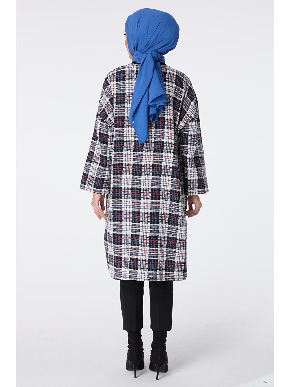 Ceket Yaka Kadın Mavi Trenç - 13037-4