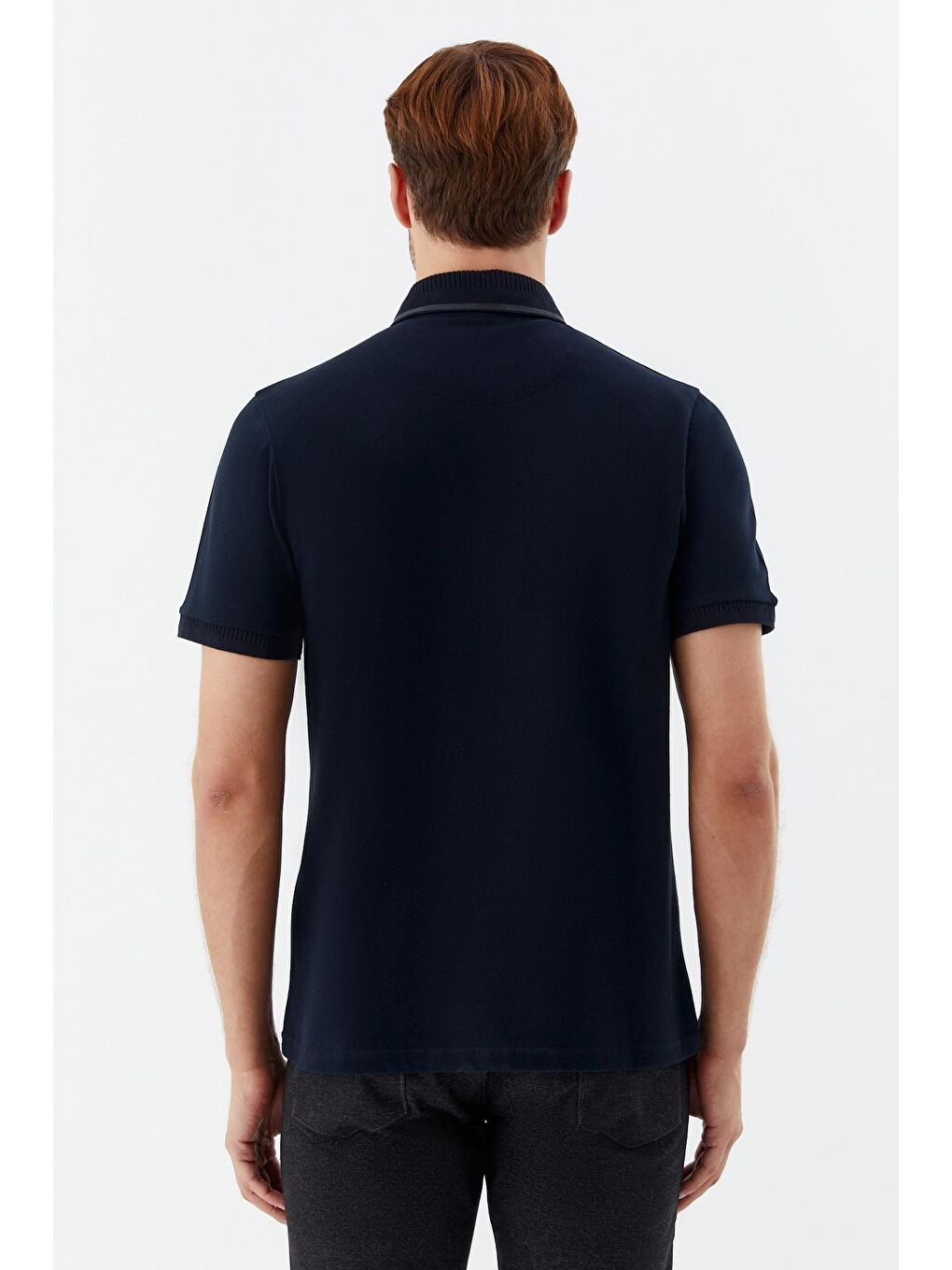 Lacivert %100 Pamuk Pike Polo Yaka Erkek T-Shirt-4