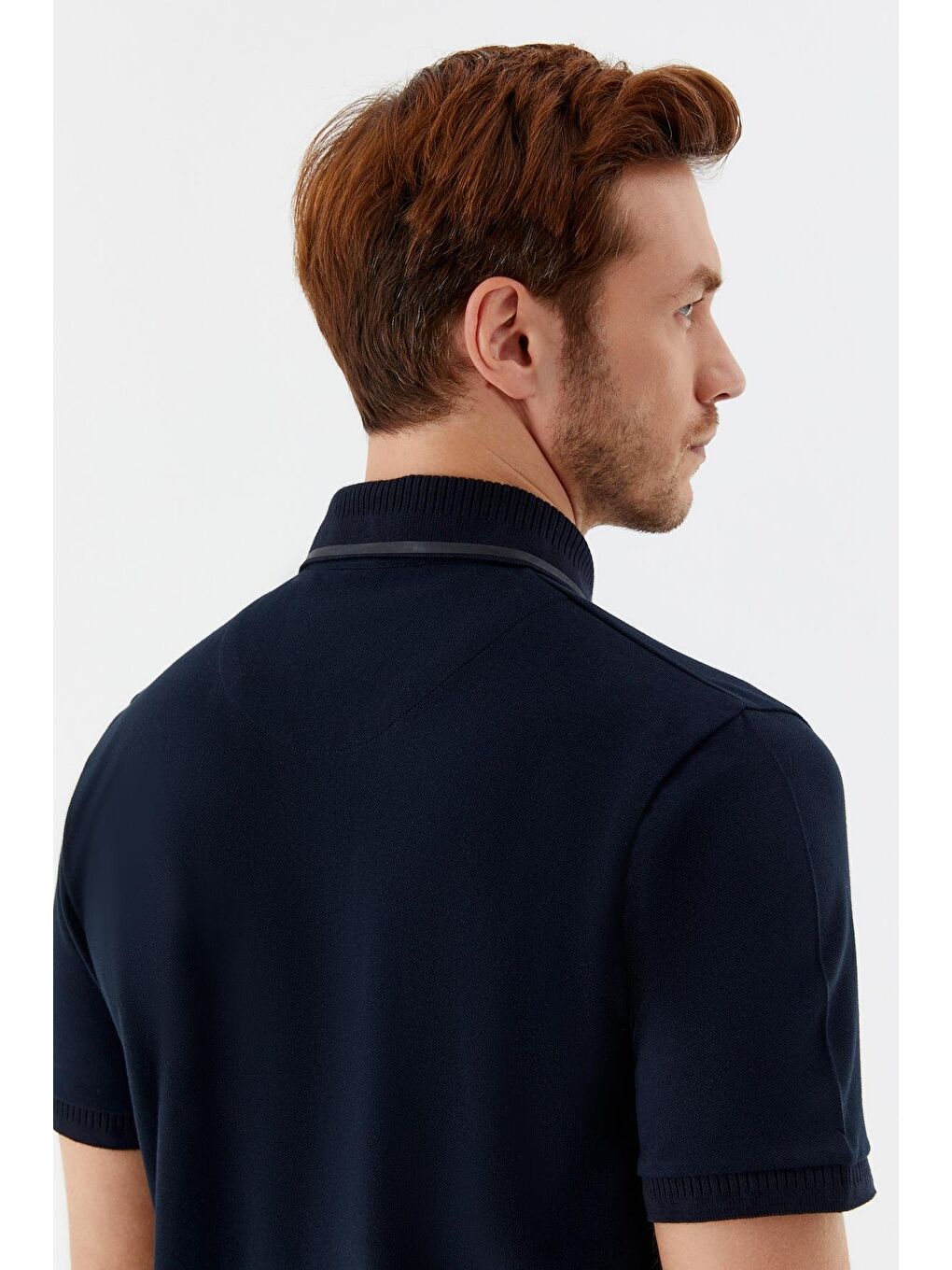 Lacivert %100 Pamuk Pike Polo Yaka Erkek T-Shirt-5