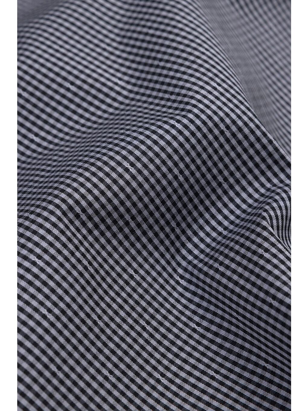 Sky Poplin Stretch Pamuk Karışımlı Comfort Fit Siyah Erkek Kareli Şort-4