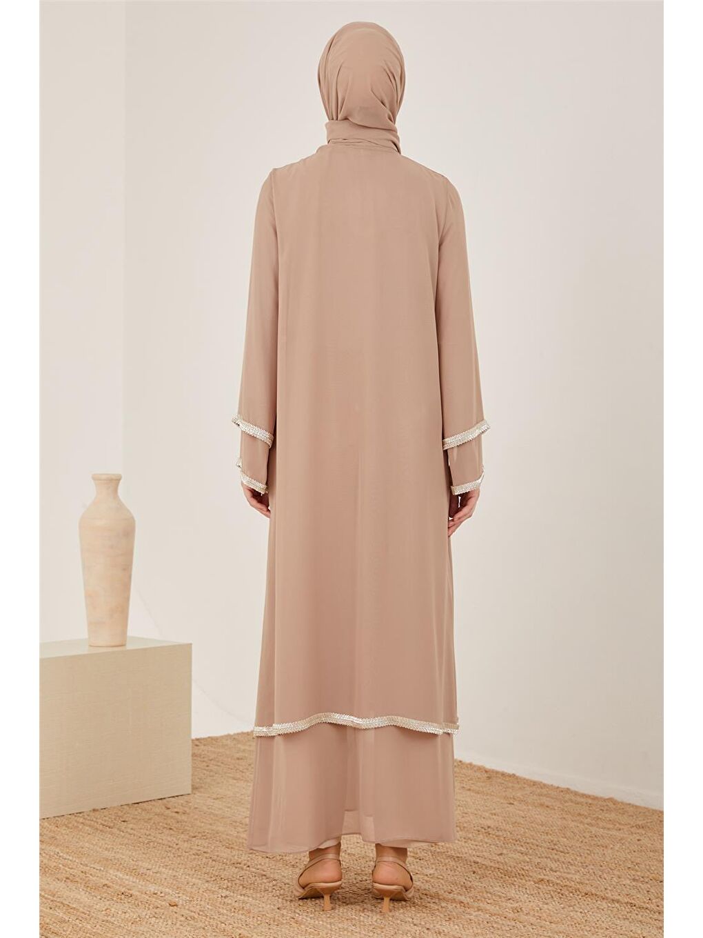 ARMİNE Bej Şık Abaya 23Y8400 - 5