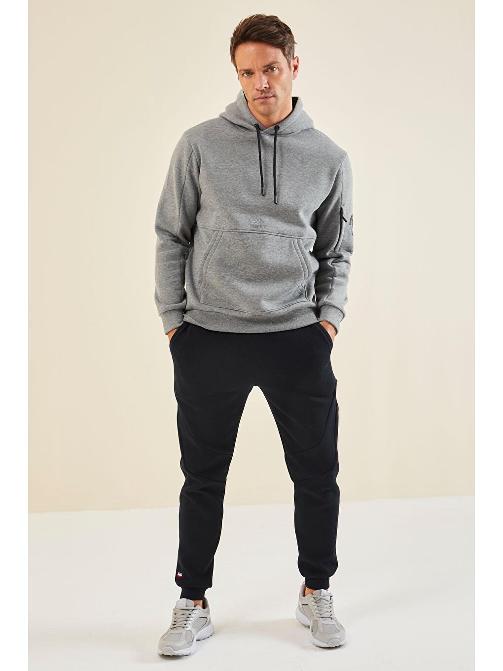 TOMMYLIFE Gri Melanj Rahat Form Erkek Sweatshirt - 88298 - 2