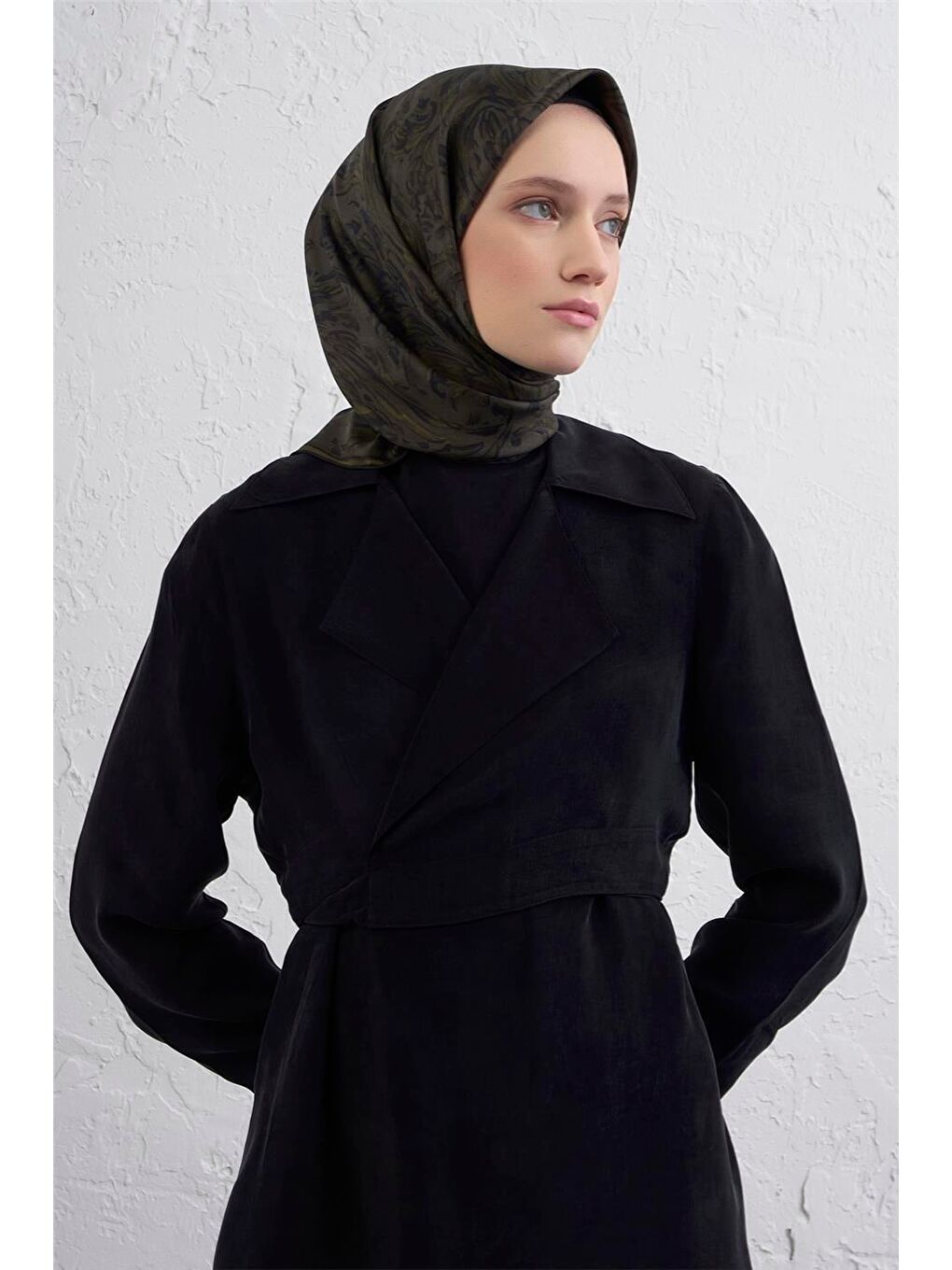 Haki Saf İpek Sura Eşarp 9431D 04-1