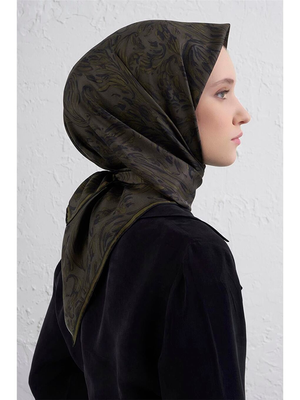 Haki Saf İpek Sura Eşarp 9431D 04-2