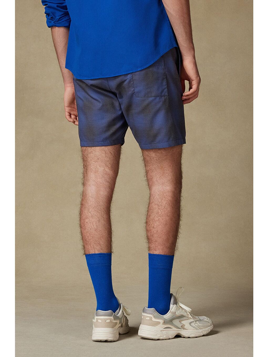 Sky Poplin Pamuklu Comfort Fit Lacivert Erkek Çizgili Şort-3