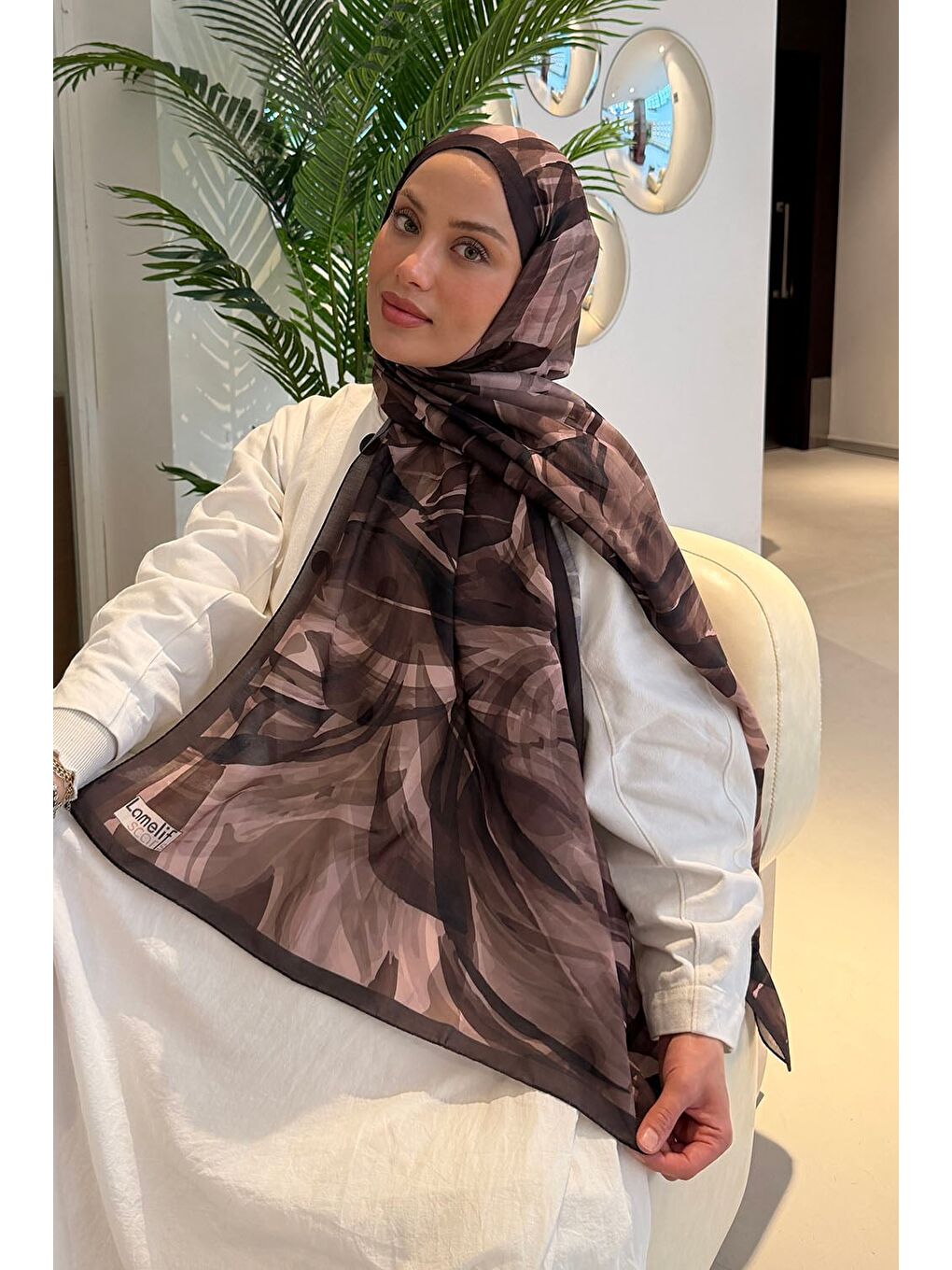 Brush Desen Soft Şal Acı Kahverengi