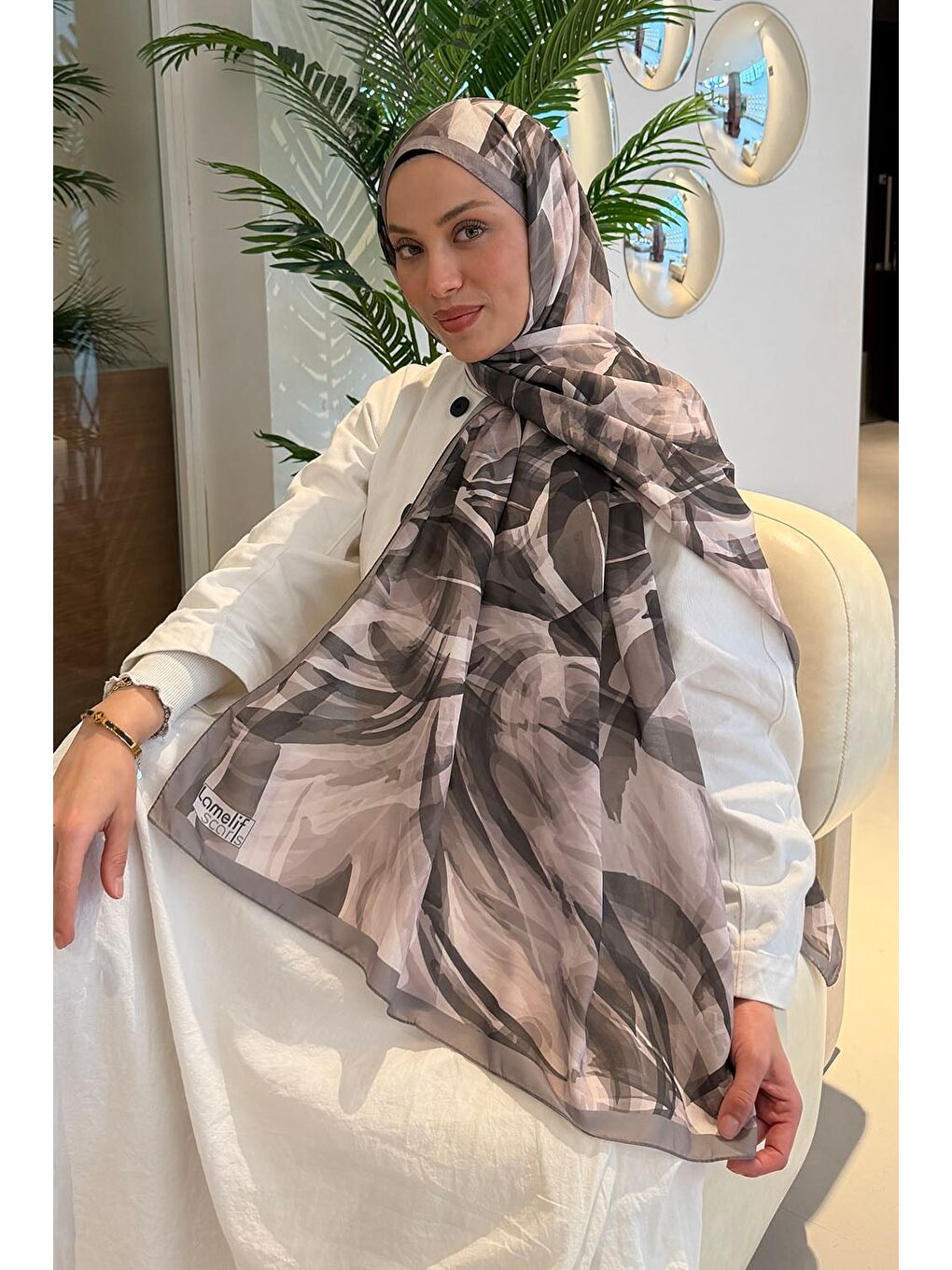 Kahverengi Brush Desen Soft Şal Toprak-1