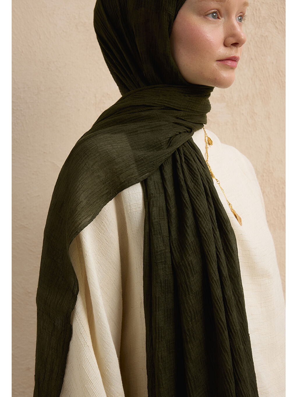 Modal Damalı Şal Asker Yeşili-1