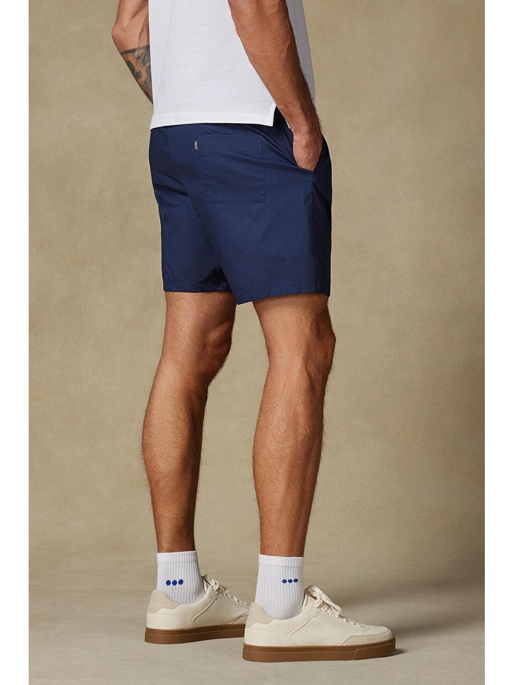 Sky Oxford Stretch Pamuk Karışımlı Comfort Fit Lacivert Erkek Düz Şort-3