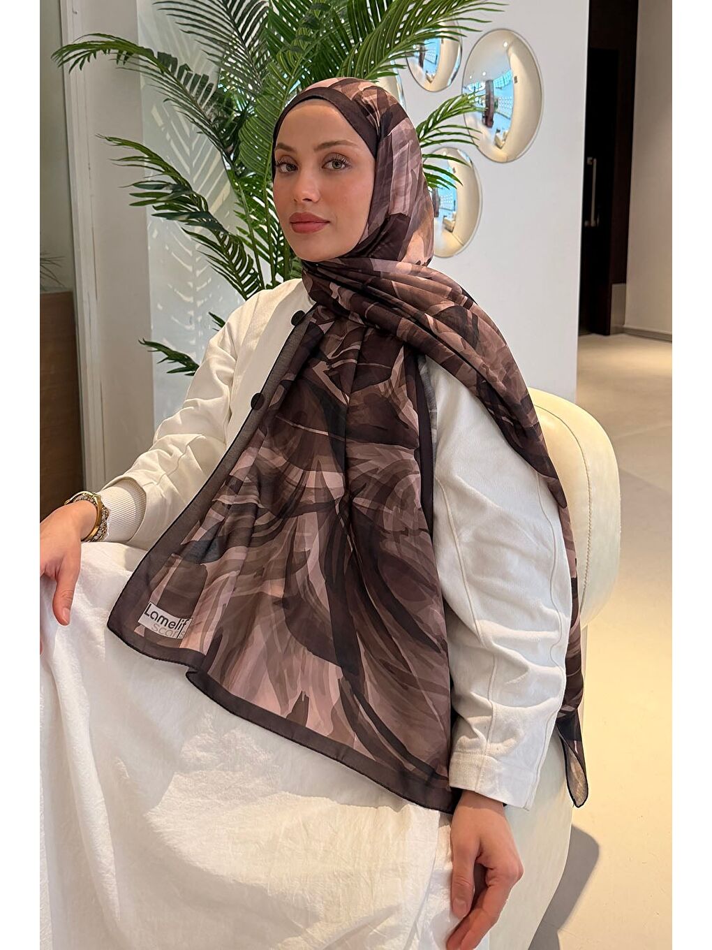 Brush Desen Soft Şal Acı Kahverengi-1