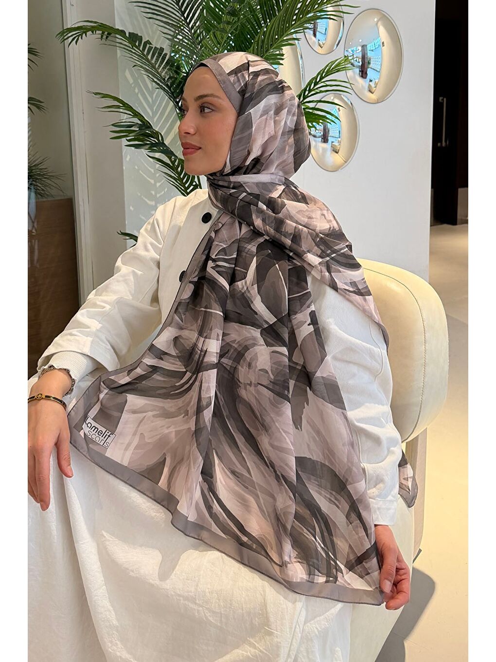 Kahverengi Brush Desen Soft Şal Toprak-2