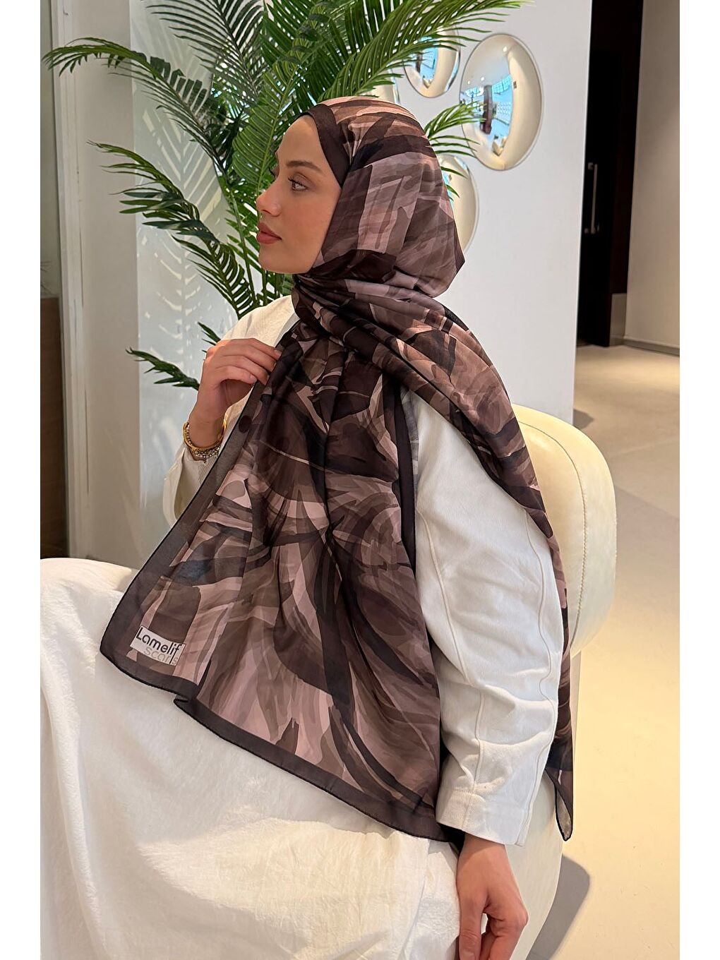 Brush Desen Soft Şal Acı Kahverengi-2