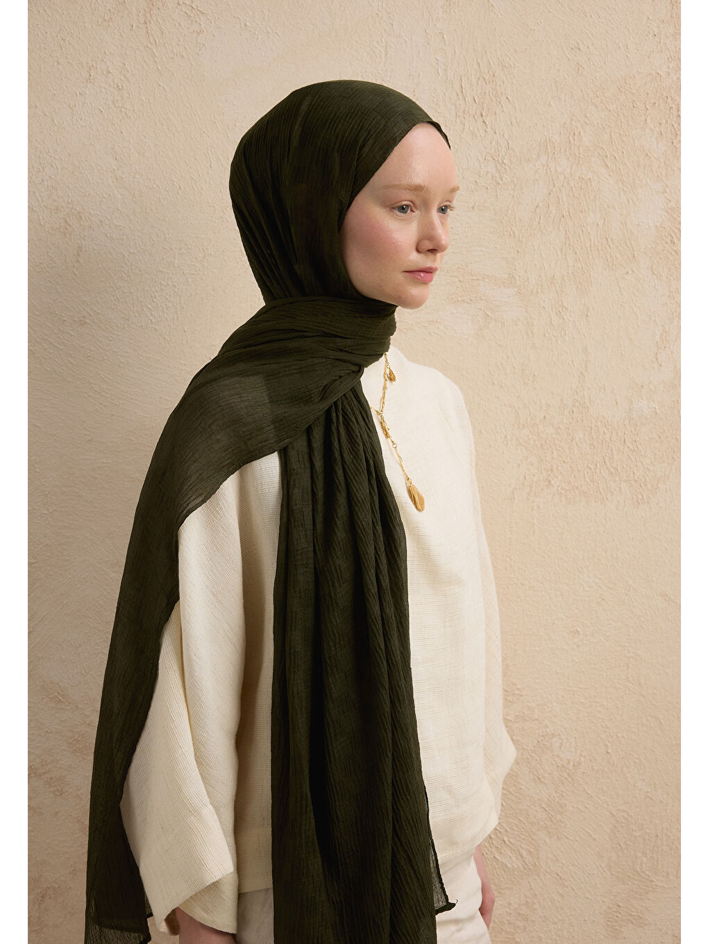 Modal Damalı Şal Asker Yeşili-3