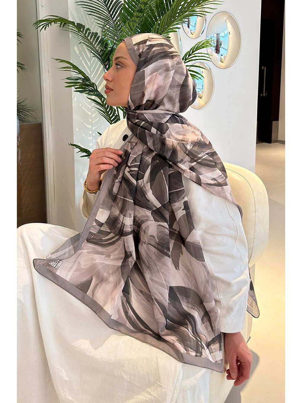 Kahverengi Brush Desen Soft Şal Toprak-3