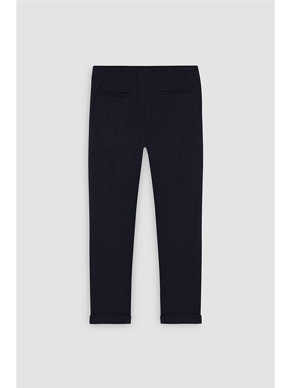 Erkek Lacivert Standart Fit Normal Kesim Cepli Beli Bağlamalı Rahat Örme Pantolon-10