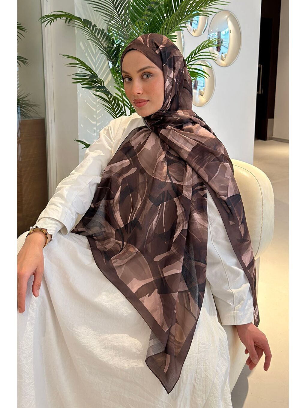 Brush Desen Soft Şal Kahverengi