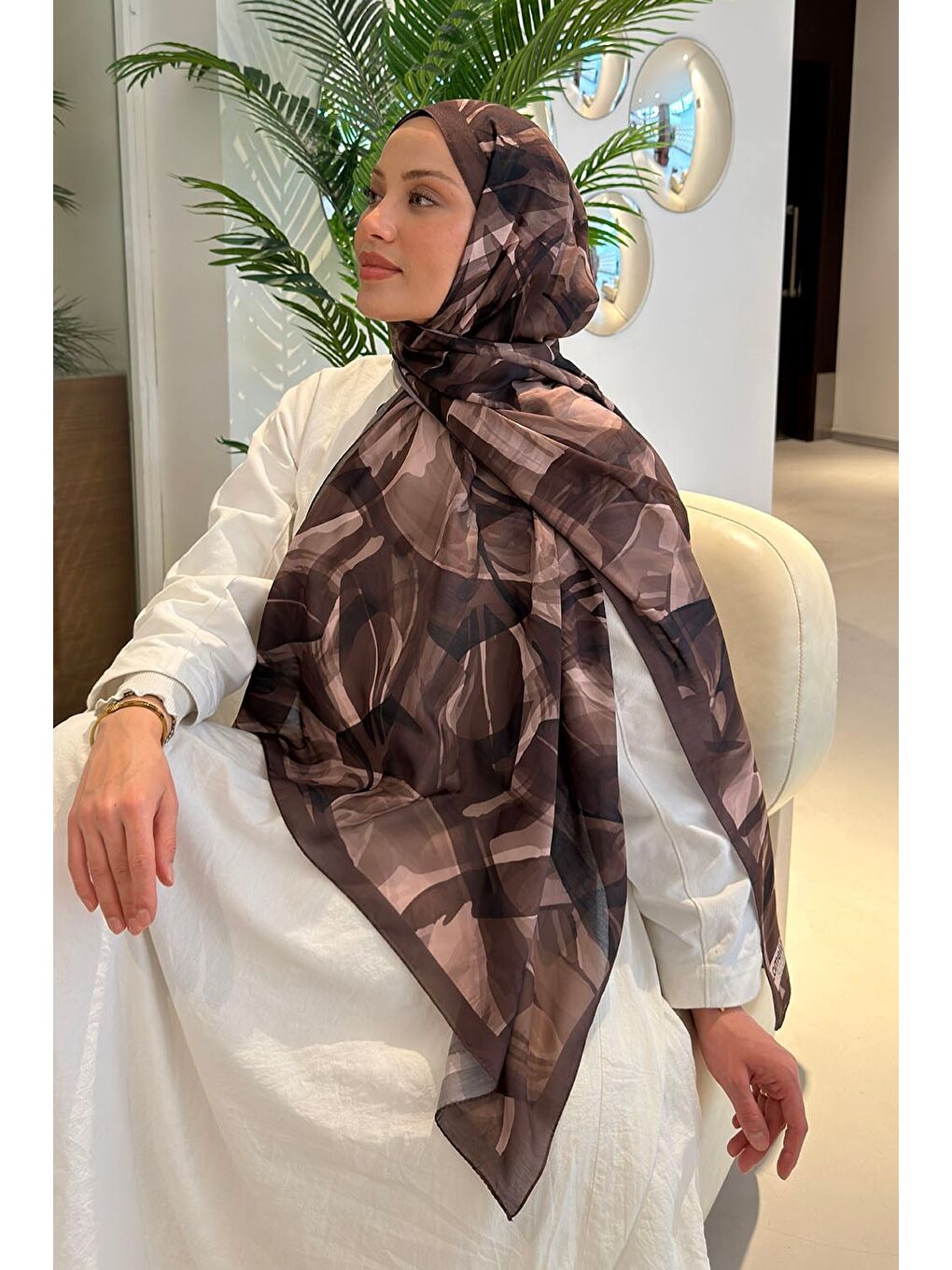 Brush Desen Soft Şal Kahverengi-2