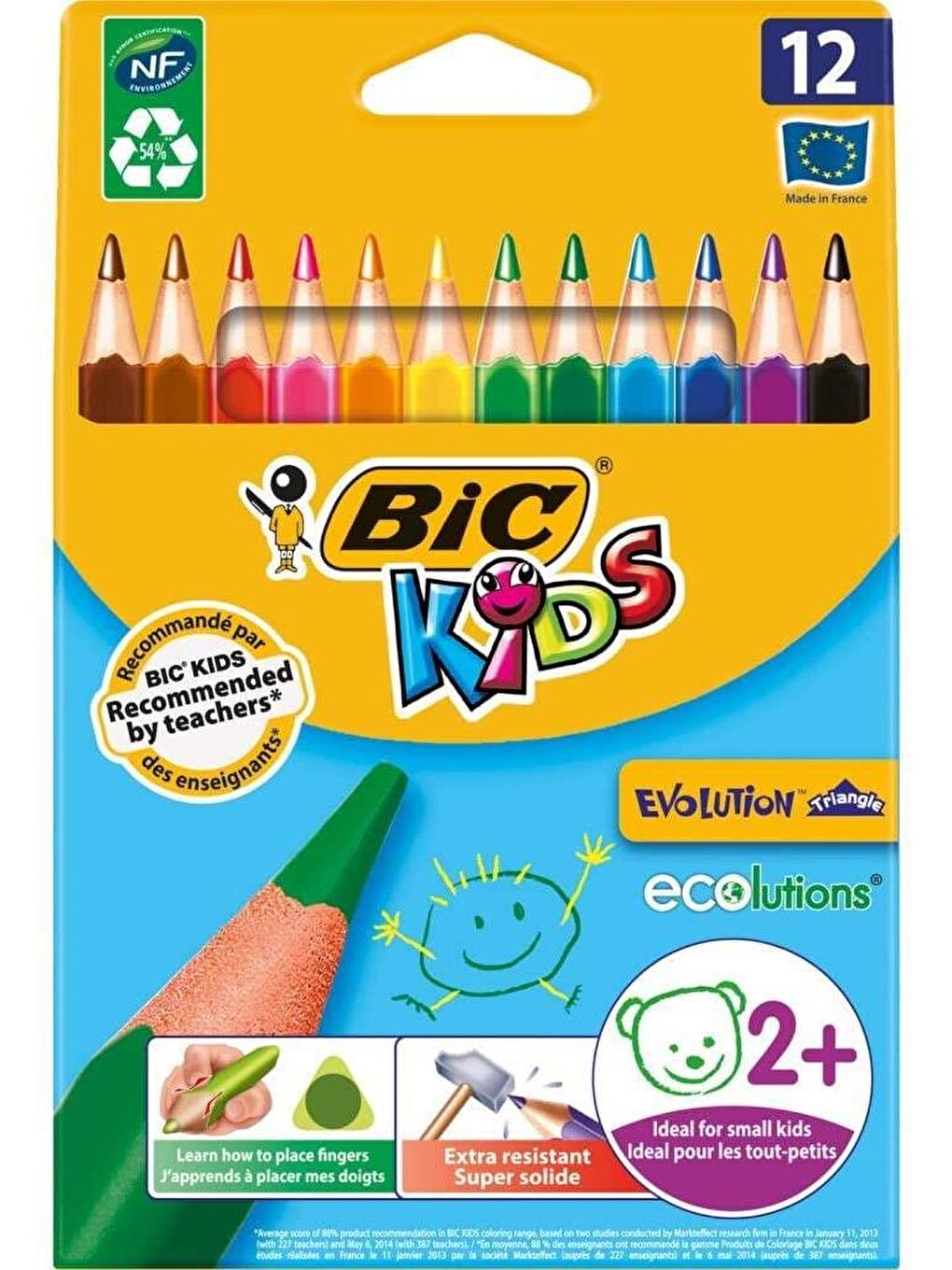 Bic Karışık Asorti Evolution Triangle Jumbo Üçgen Kuru Boya 12 Renk