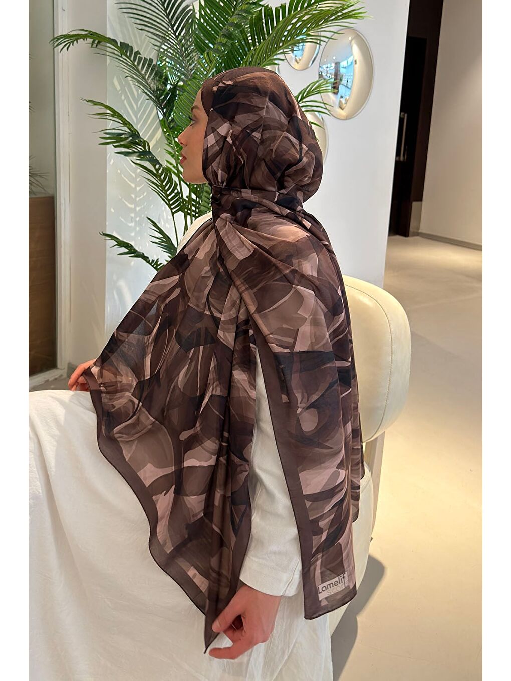 Brush Desen Soft Şal Kahverengi-3