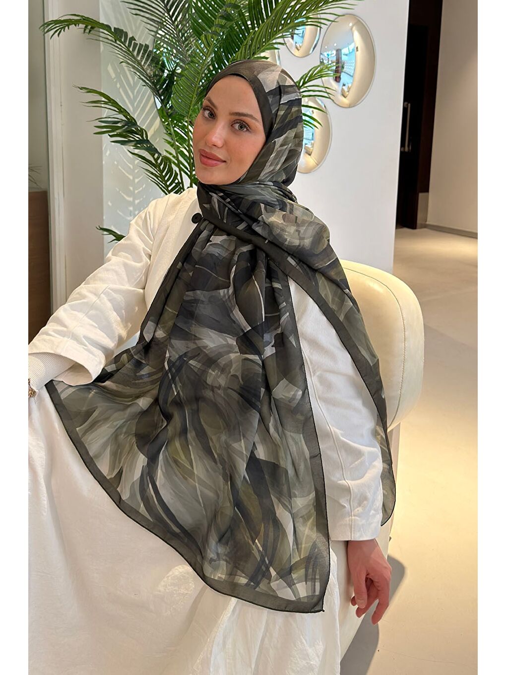 Brush Desen Soft Şal Haki